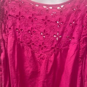 Elegant Fuchsia Eyelet Blouse